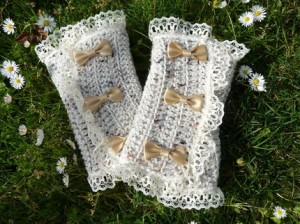 Victorian Spats with Bows in Oatmeal by Mademoiselle Mermaid-1