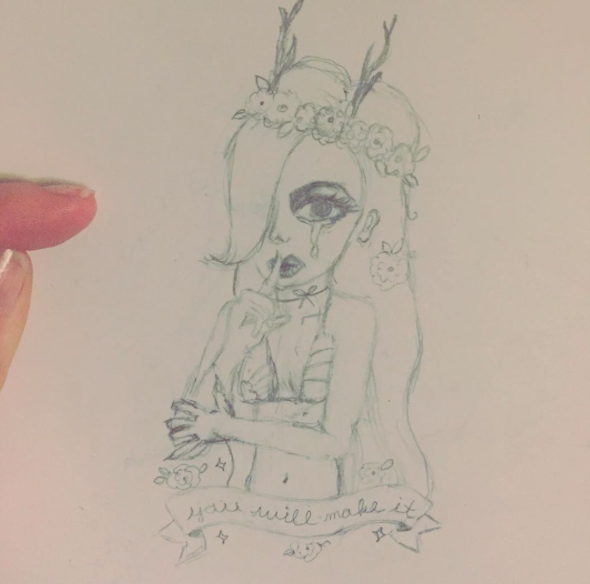 deer fawn girl sketch